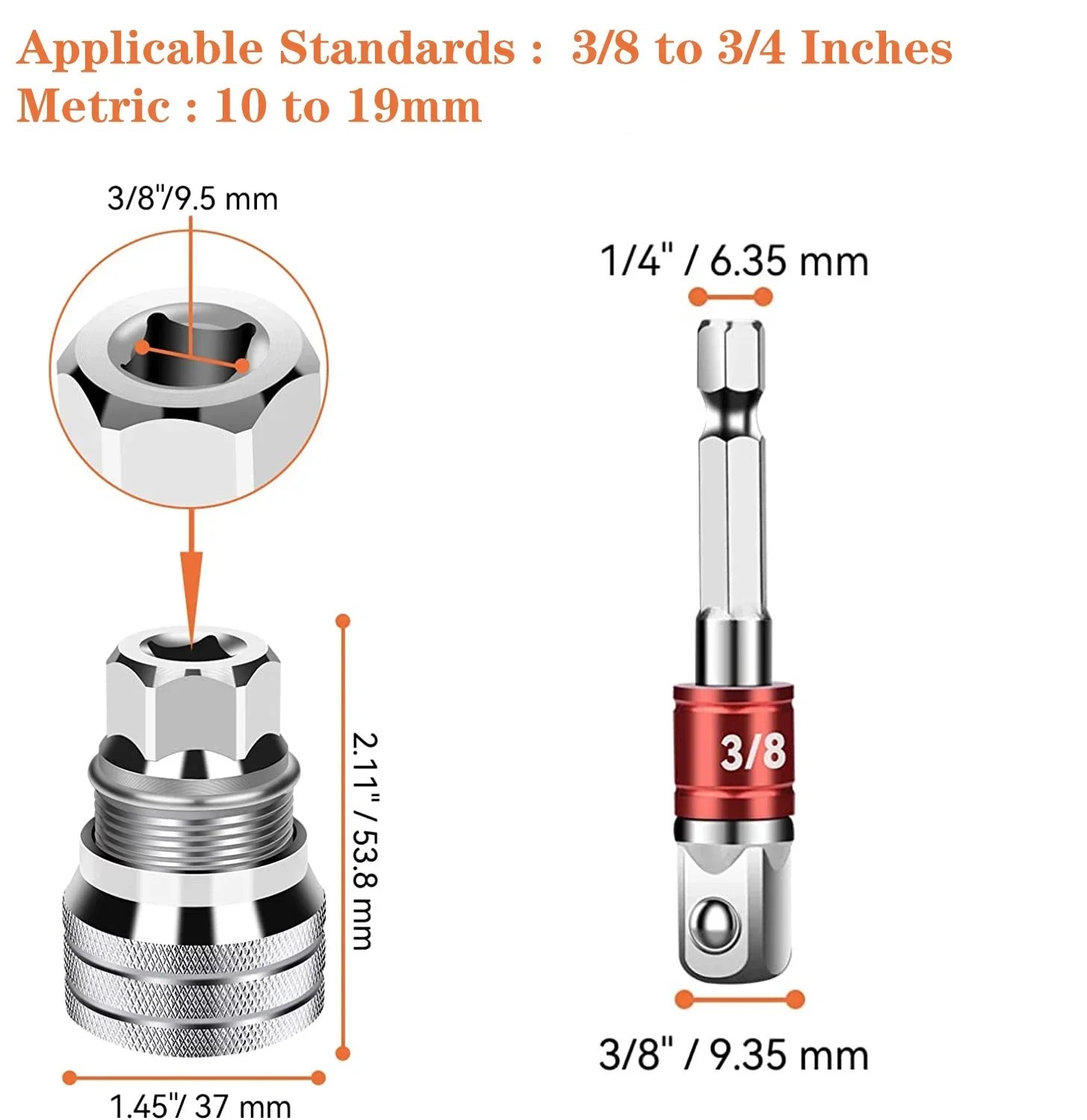 10–19mm Universal Socket Tool Adjustable Multifunction Wrench Adapter Kit