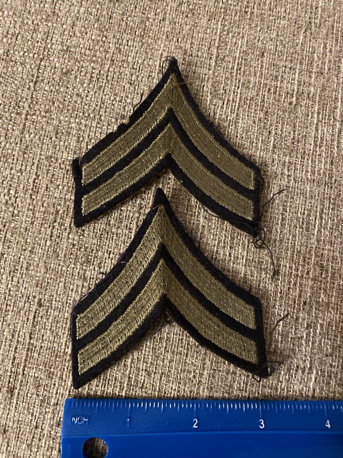 Pair Of WWII Army Felt Corporal Enlisted Rank Patches INV16746