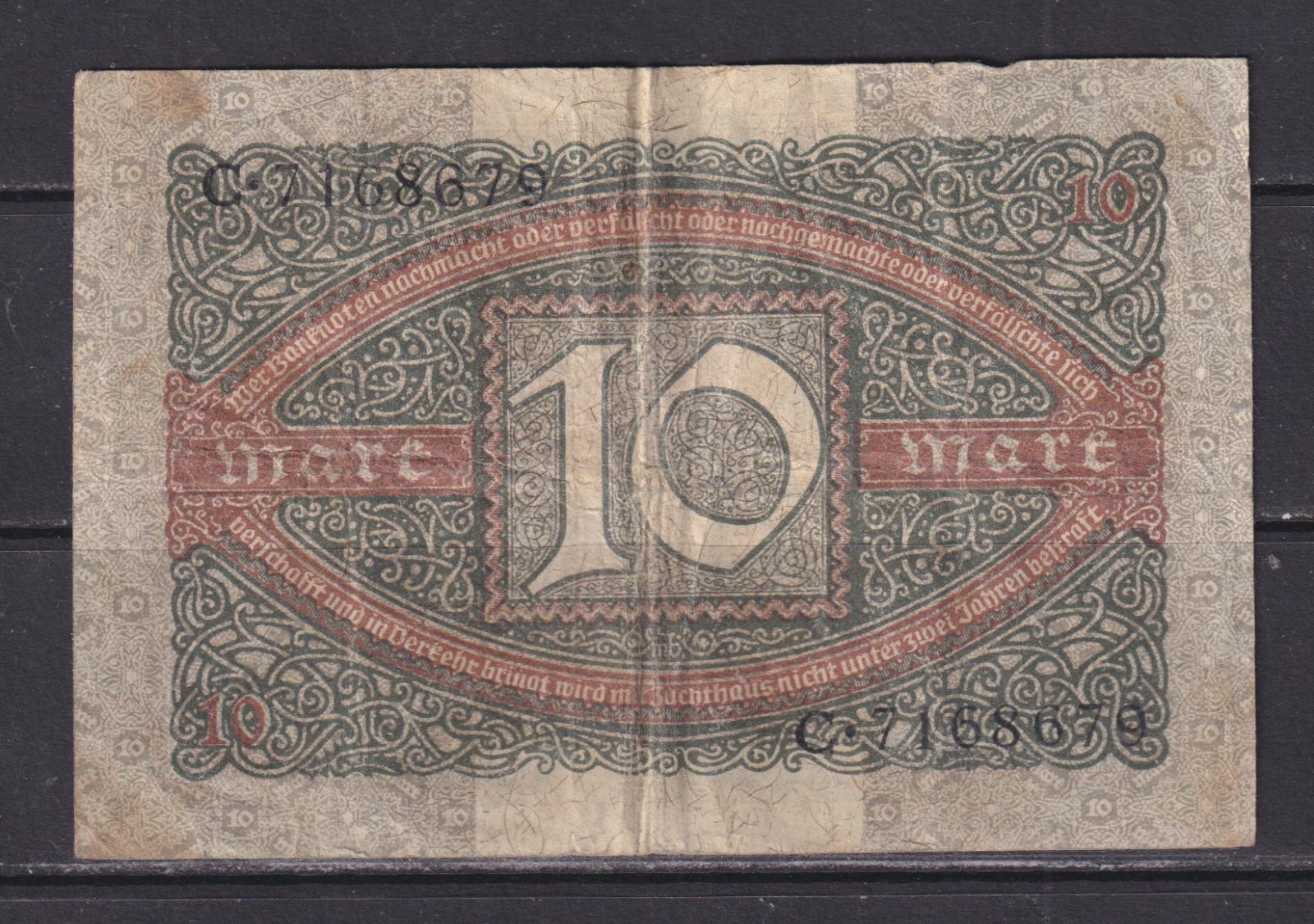 GERMANY - 1920 10 Mark Circulated Banknote (2)