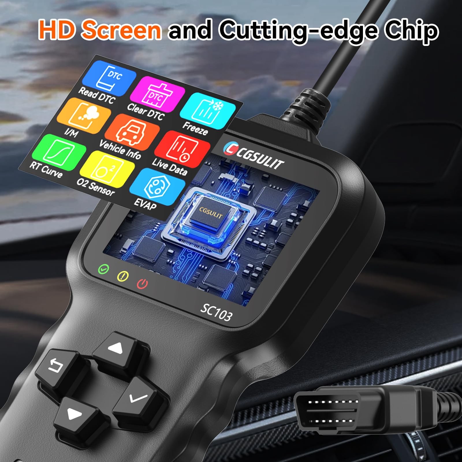 OBD2 Scanner, CGSULIT SC103 Car Code Reader Diagnose Check Engine Light Smog ...