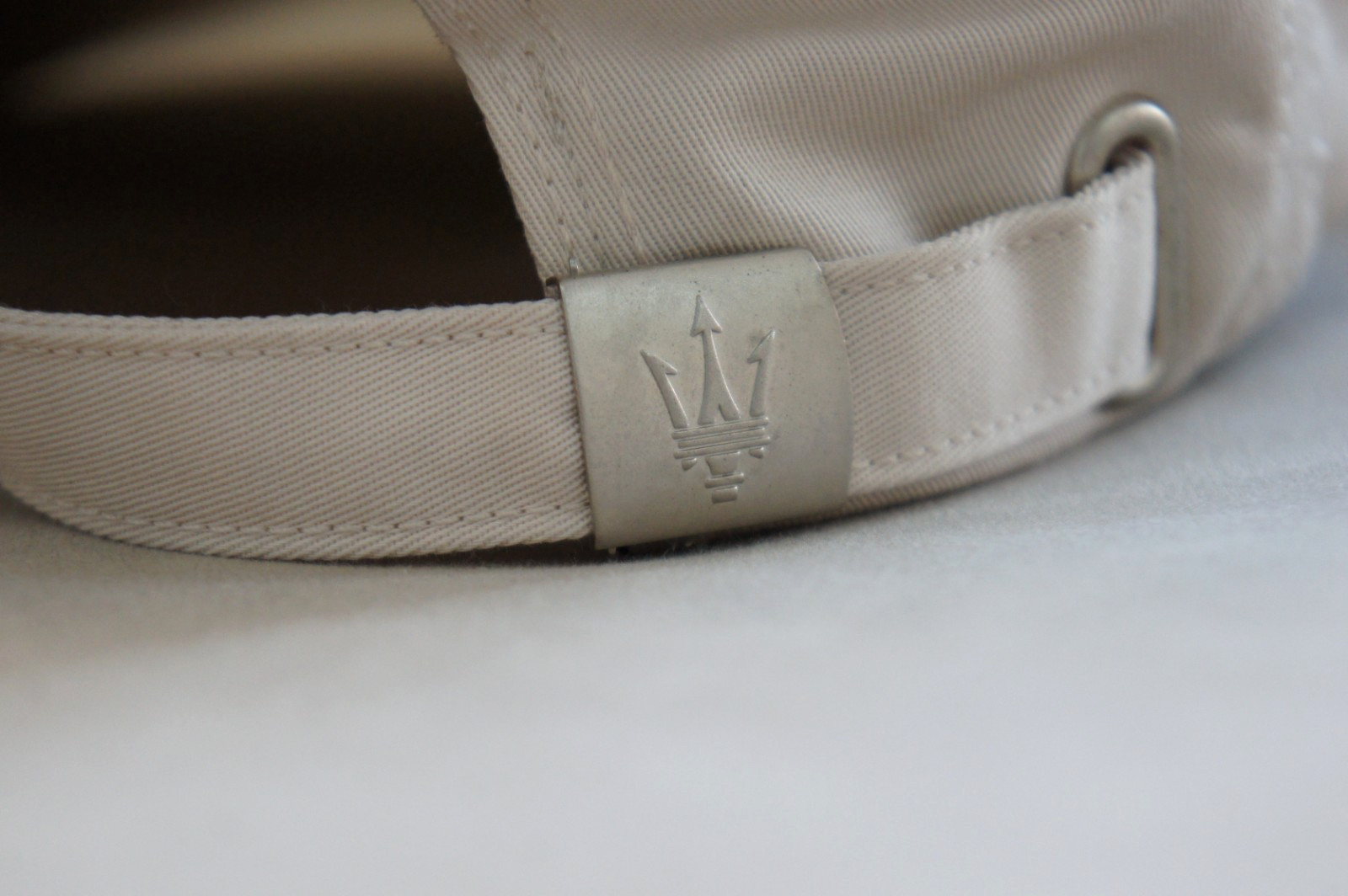 New Genuine Maserati Trident Beige Baseball Adjustable Snapback Cap Hat Patch