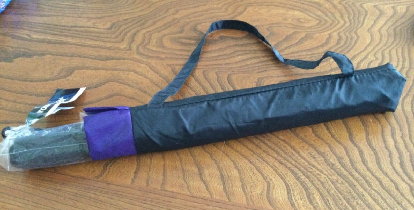 Rainkist 43" Arc Auto Open Foldable Umbrella Black & Purple w/ Carry Sleeve NWT