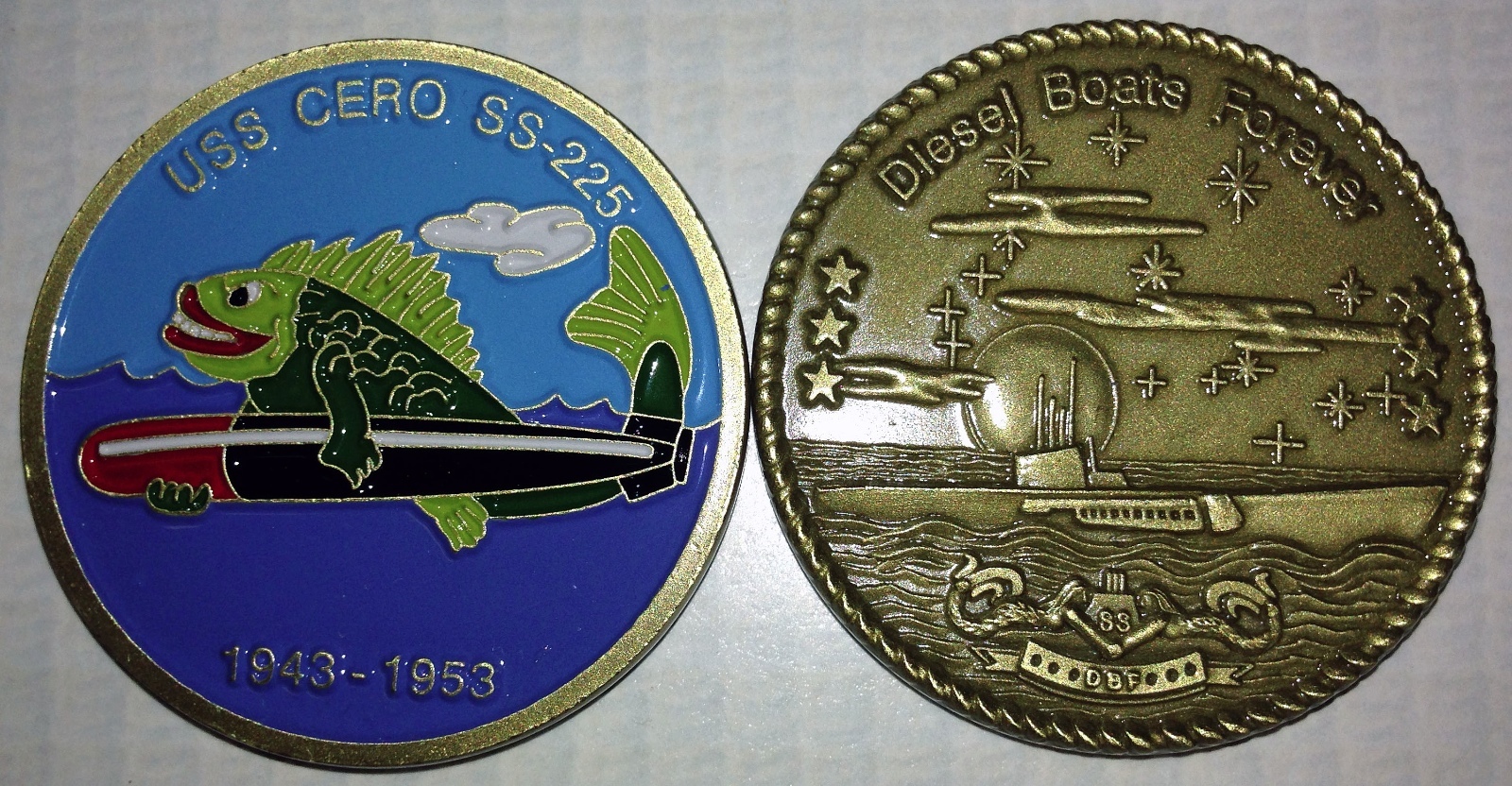 USS Cero SS 225 Submarine Coin DBF USN Sub