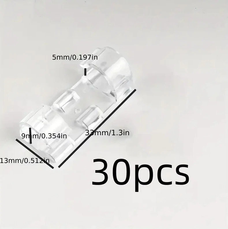 30pcs Clear Plastic Cable Clips Transparent Adhesive Wire Organizer Holders