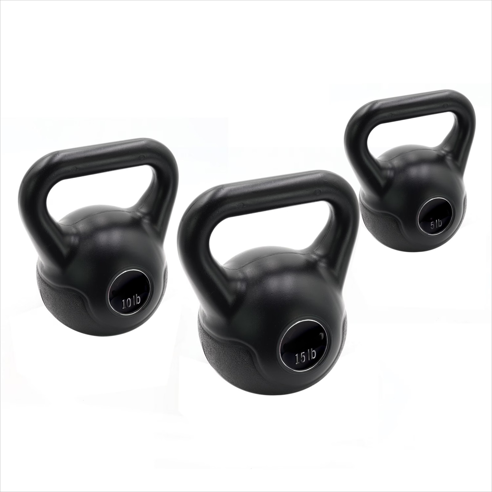 Barbell 30lb Vinyl Kettlebell Set (5, 10, 15 lbs), Black delivery fast