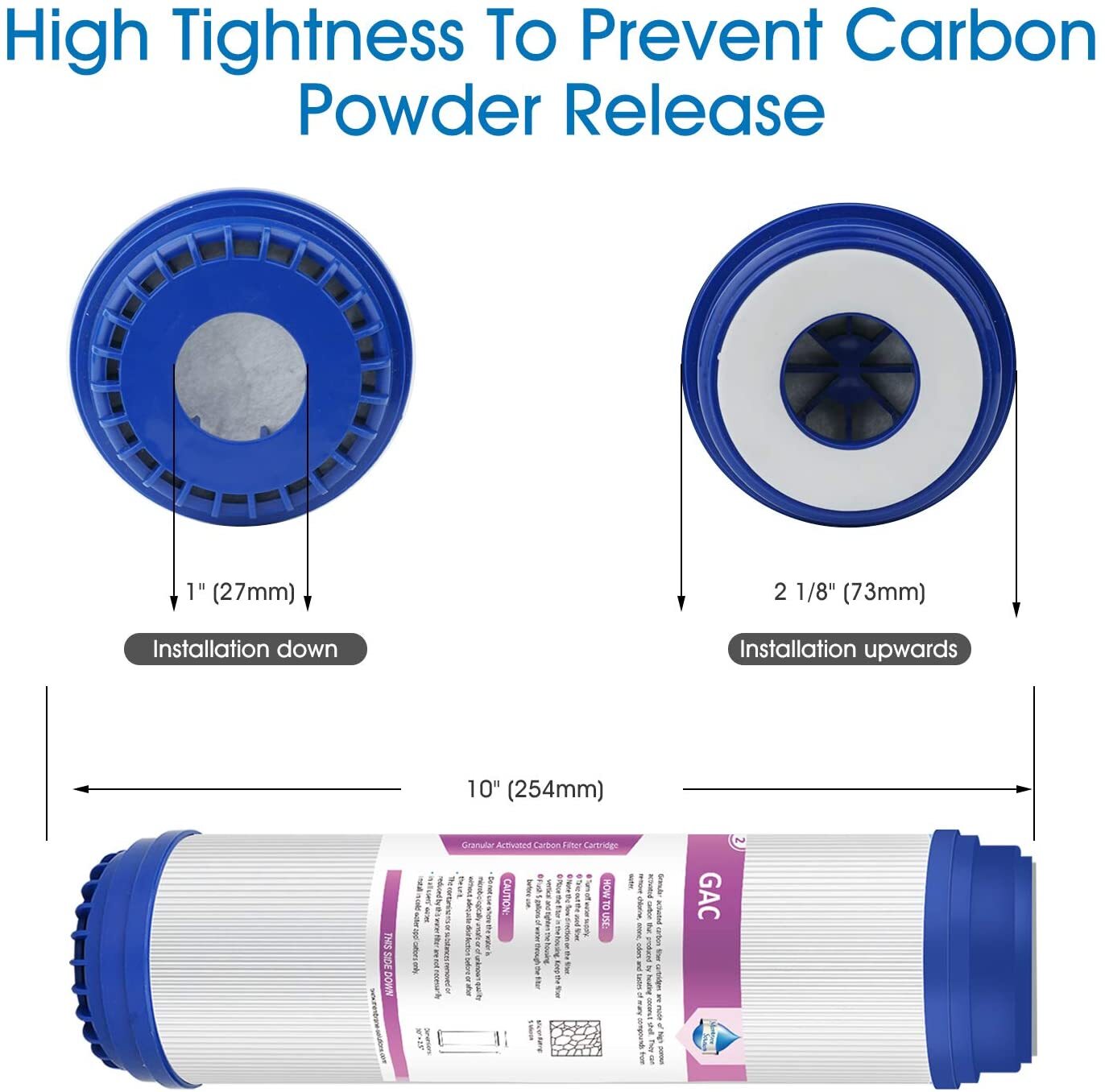 1-50 Pack 5 Micron 10x2.5" Granular Activated Carbon GAC Water Filter Cartridges