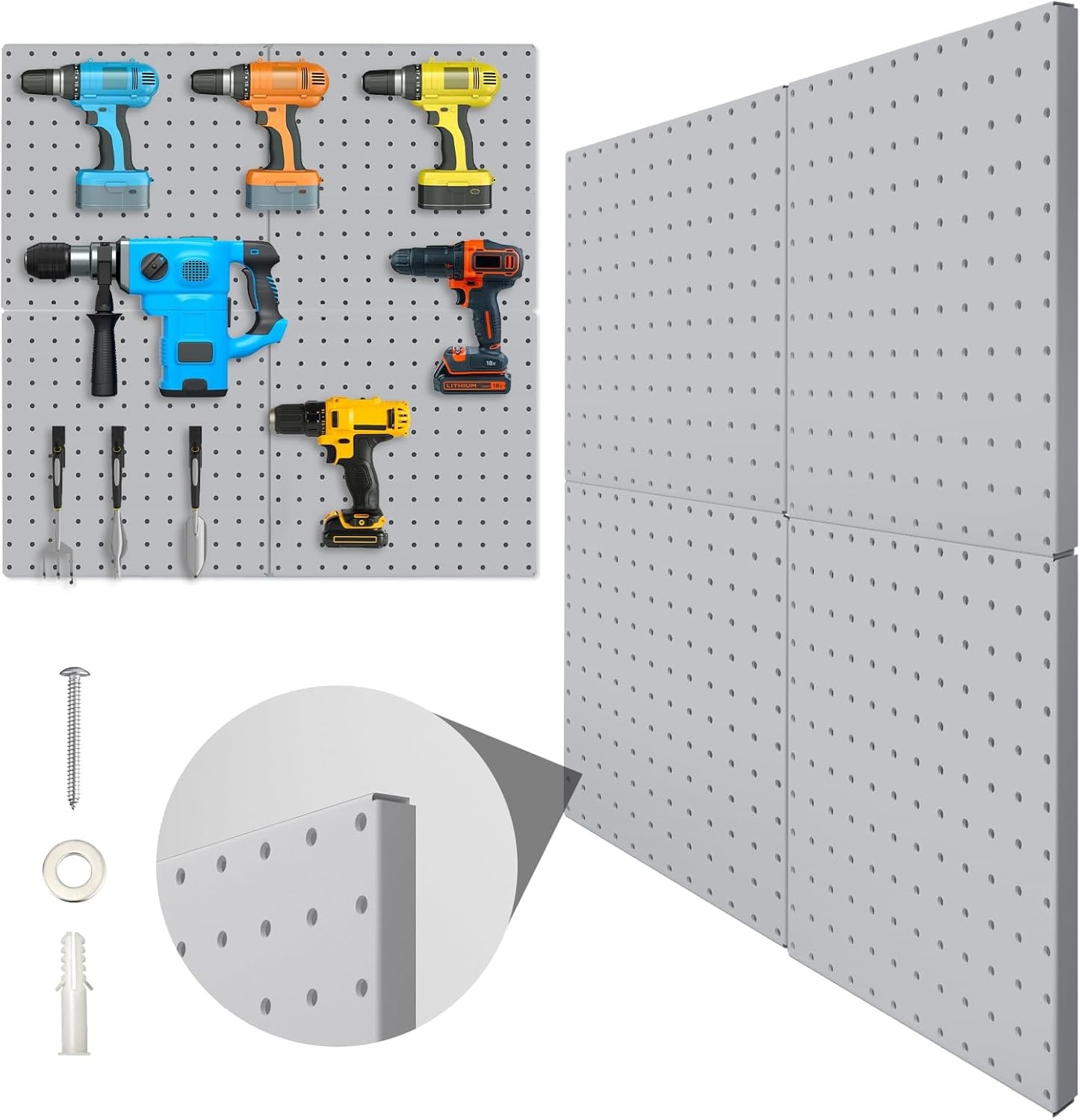 Peg Board 4 Pack Metal Pegboard Panels Black Pegboards Wall Organizer