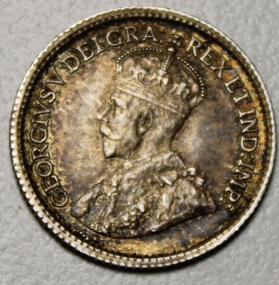 Canada 1914 Silver 5 Cents, High EF Grade, Old Date KGV (C565)