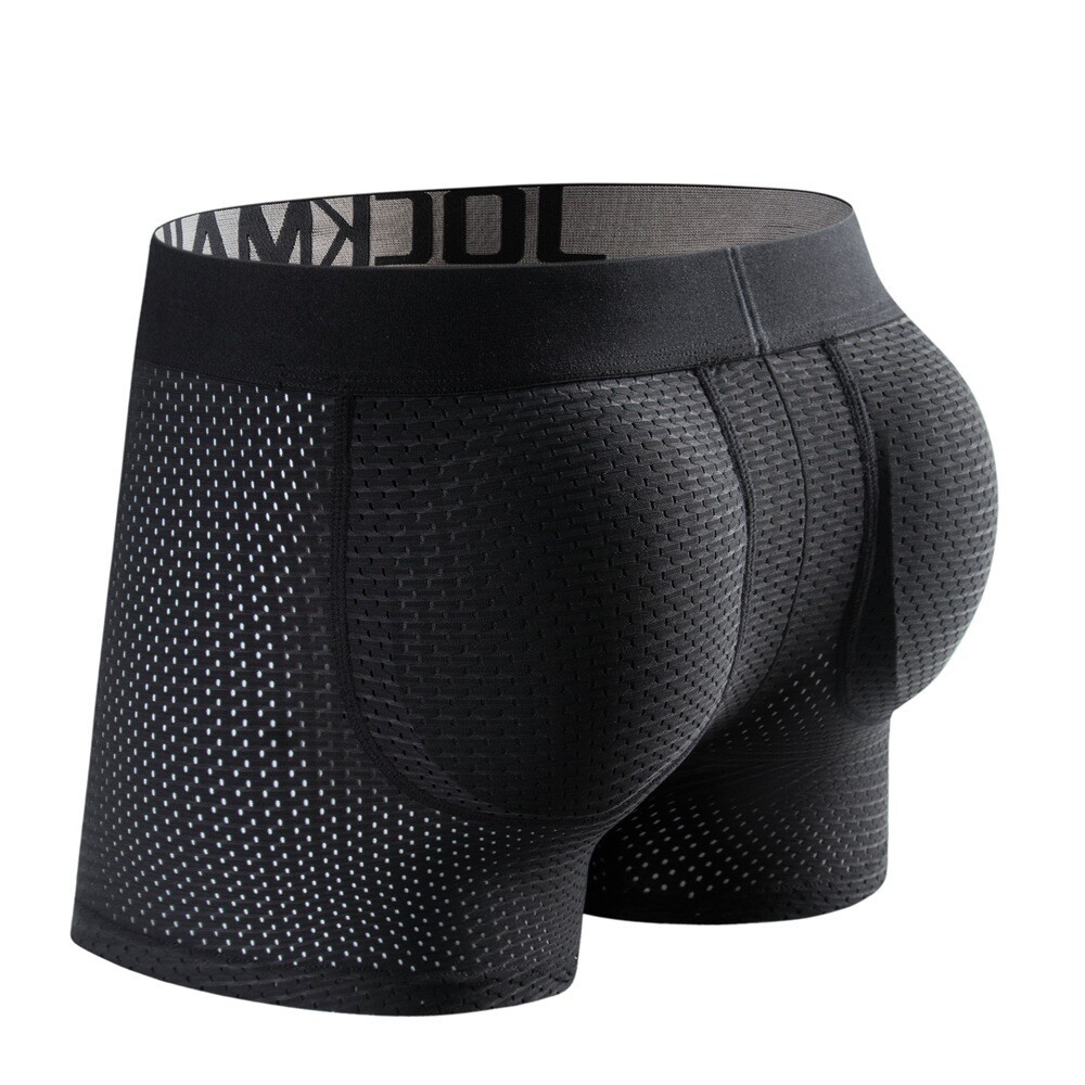 Jockmail Men Mesh Boxer Buttocks Lifter Butt Push Up Underpants Padded Underwear