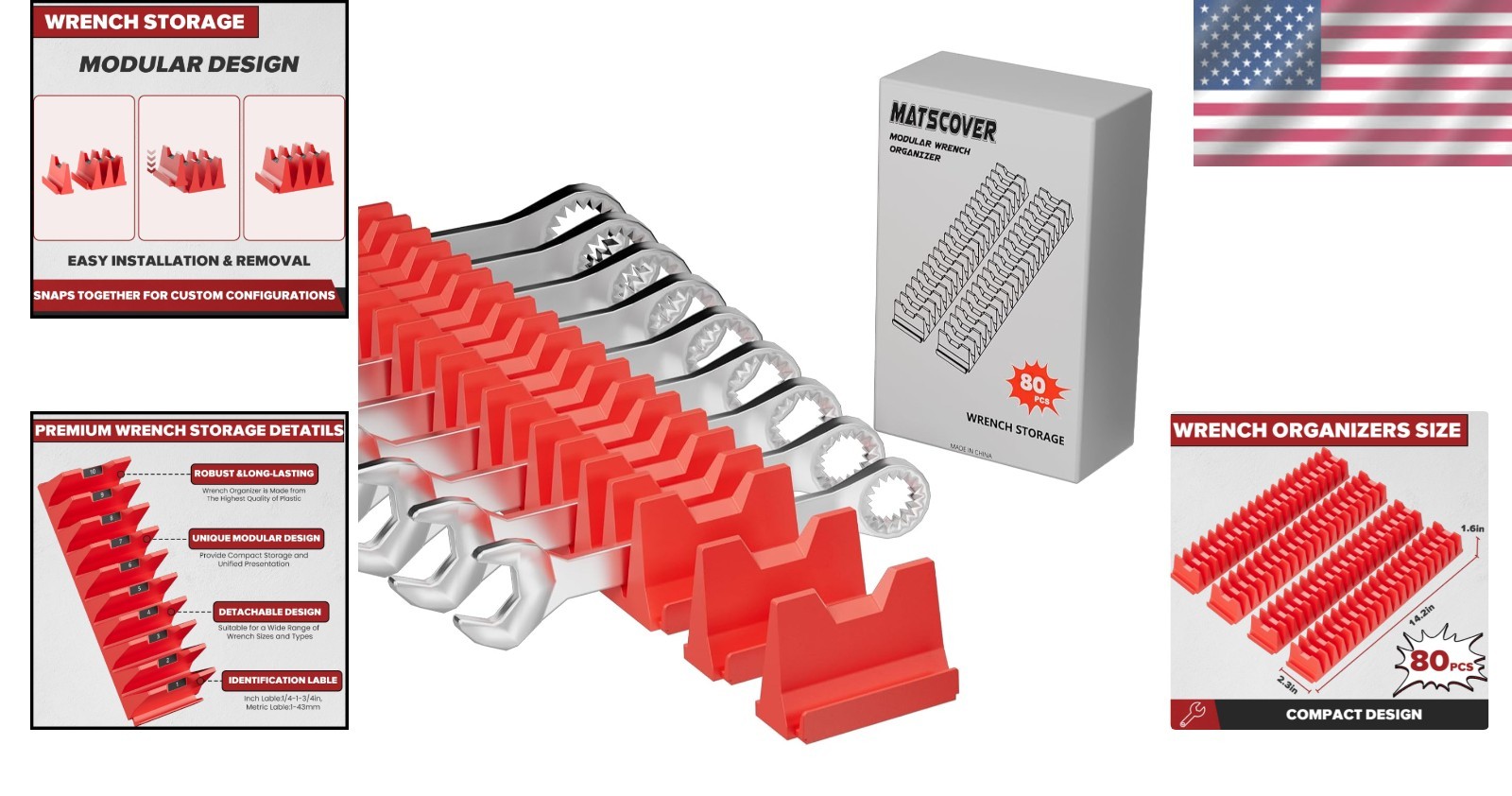 Efficient 80PCS Tool Drawer Wrench Organizer - Durable Plastic & Easy Setup