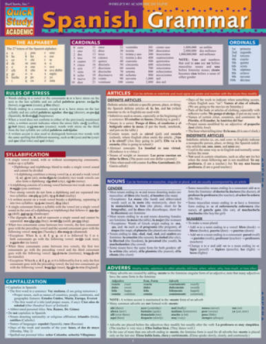 Spanish Grammar (Quick Study: Academic) - Cards By BarCharts, Inc. - GOOD