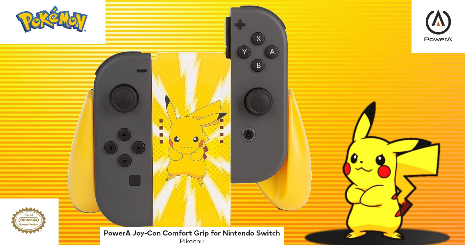 PowerA OFFICIAL Joy-Con Comfort Grip *LIGHTNING PIKACHU EDITION* (Switch) New