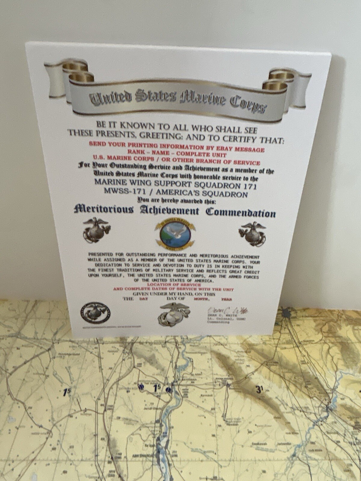 U.S.M.C. / 171ST WING SUPPORT SQUADRON / MERITORIOUS ACHIEVEMENT COMMENDATION
