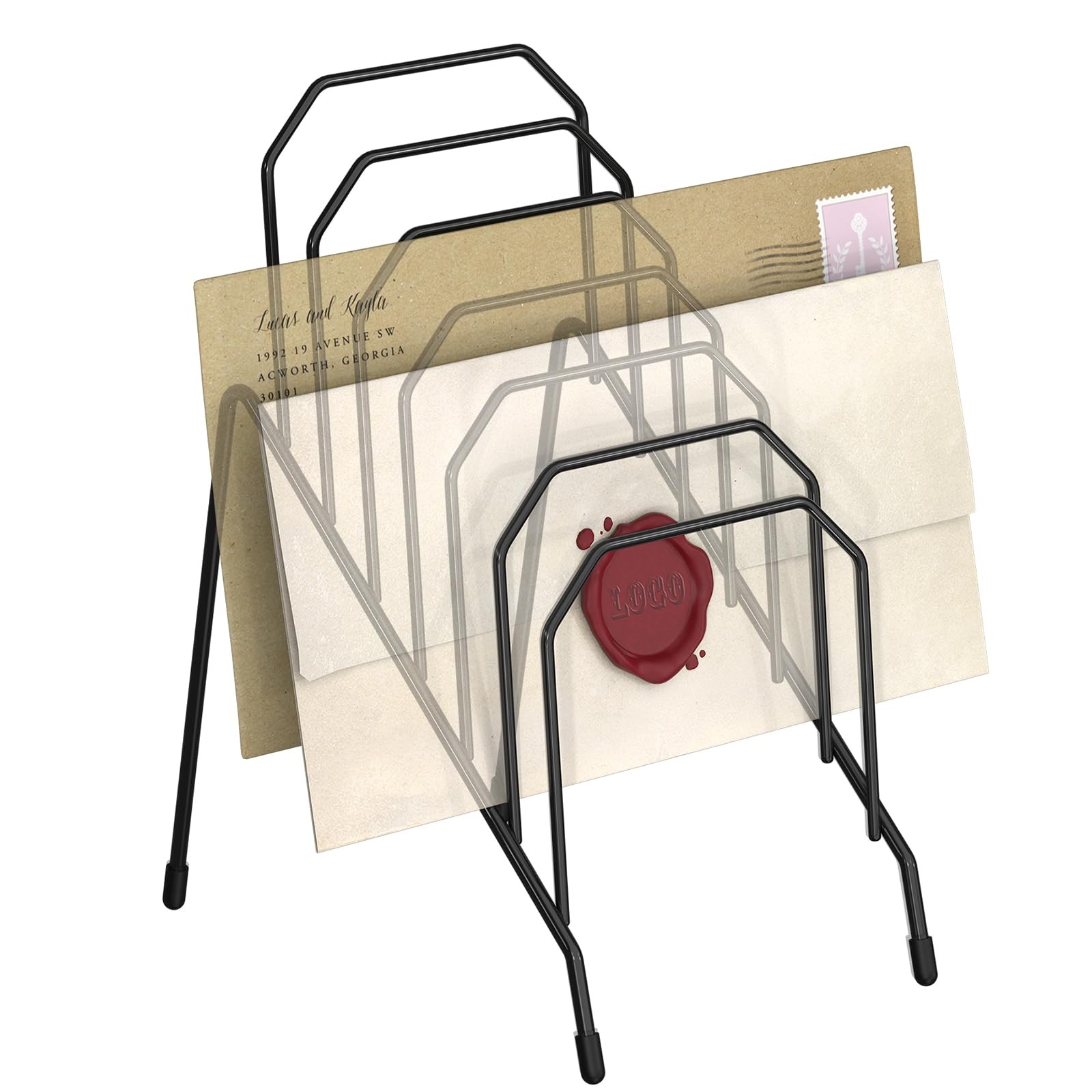 Incline Desk Mail Organizer Sorter Letter Rack 6Section Vertical Compartments