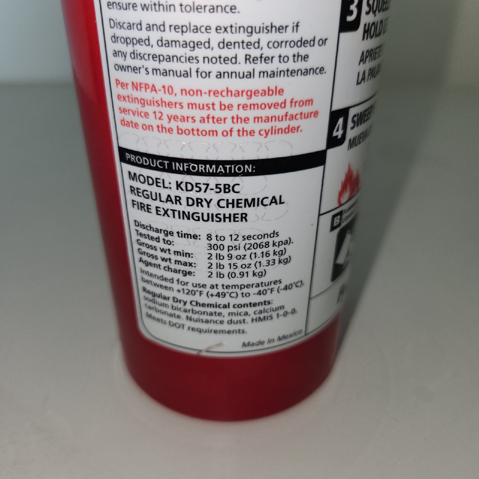 Kidde Basic Fire Extinguisher, 2 lb, UL 5-B:C (Model KD57-5BC)