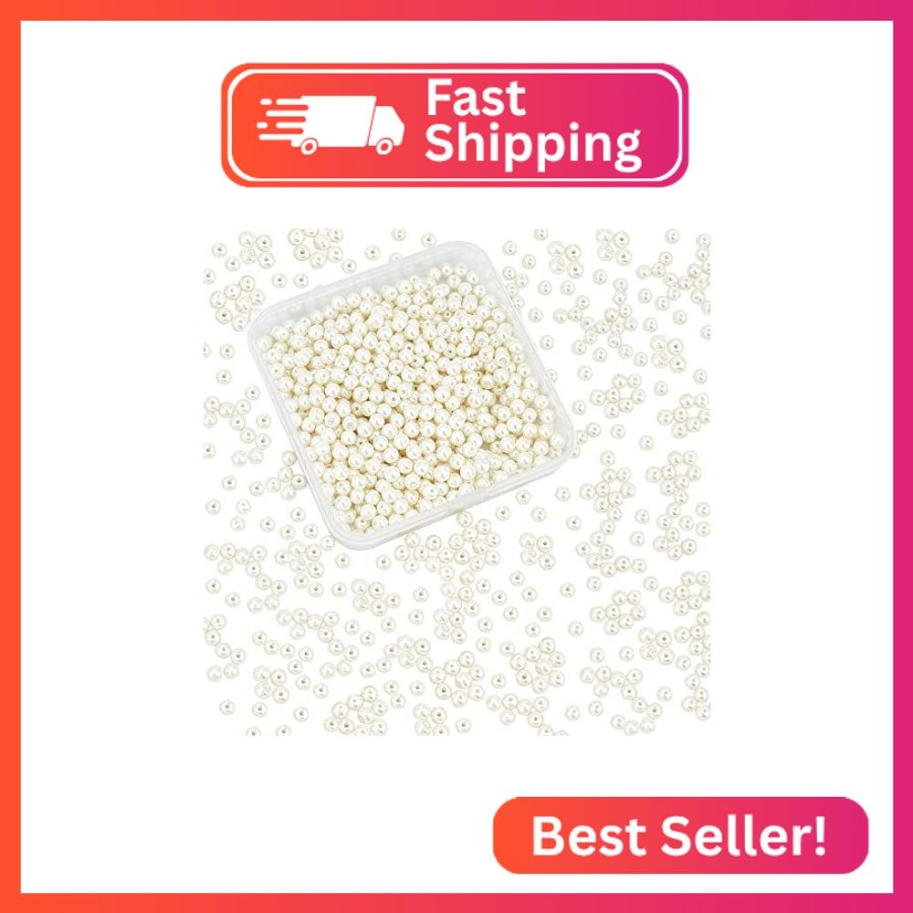 PH PandaHall 4mm Pearl Beads, 1000 Pcs Tiny Smooth Satin Luster Craft Glass Pear