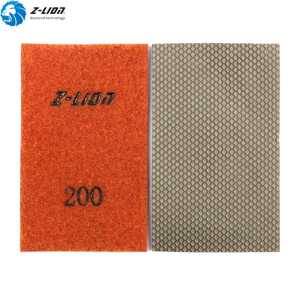 4Pcs Electroplated Diamond Hand Polishing Pad Hook&Loop Backed Sandpaper 90*55mm