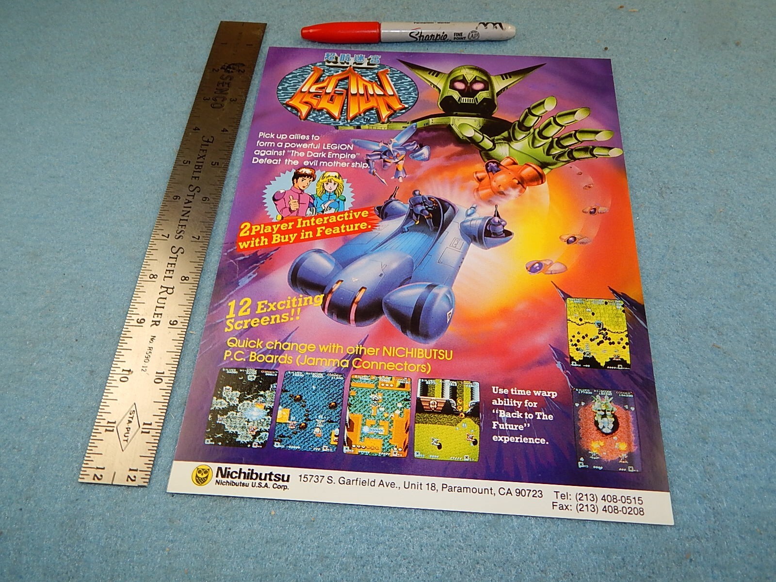 1987 Nichibutsu LEGION video game advertising flyer