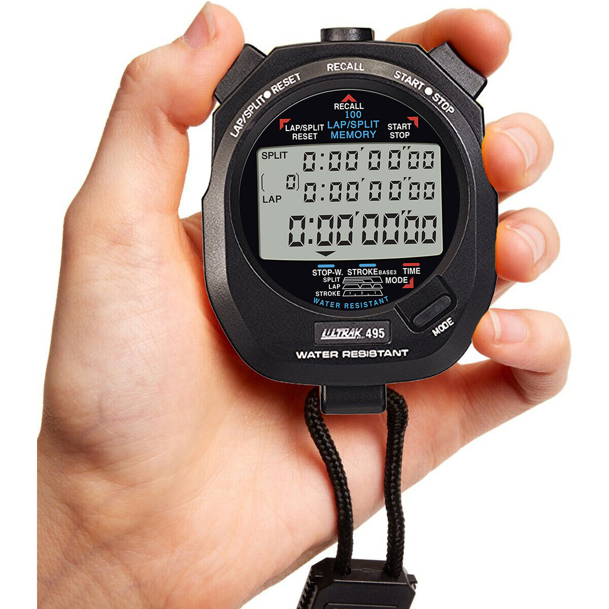 Ultrak 495-100 Dual Split Memory Stopwatch - Black