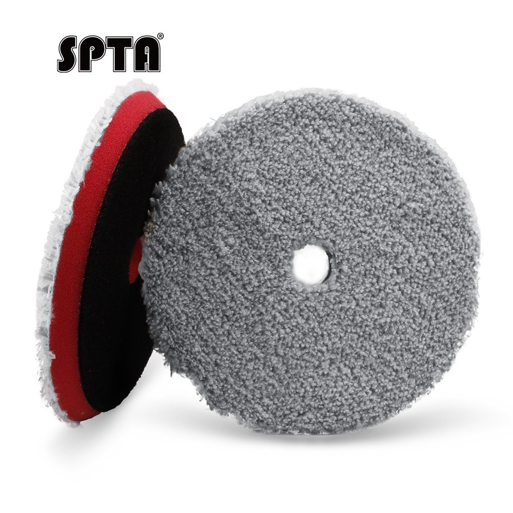 SPTA 1Pc 3/5/6 inch Gray Microfiber T100 Fast Cutting Pad for Waxing Finishing