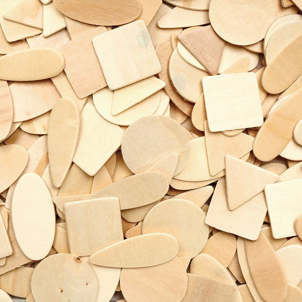 Colorations Wood Mosaic Craft Squares, 1000 Pieces, 1/2 inch, Natural Wood, Geom