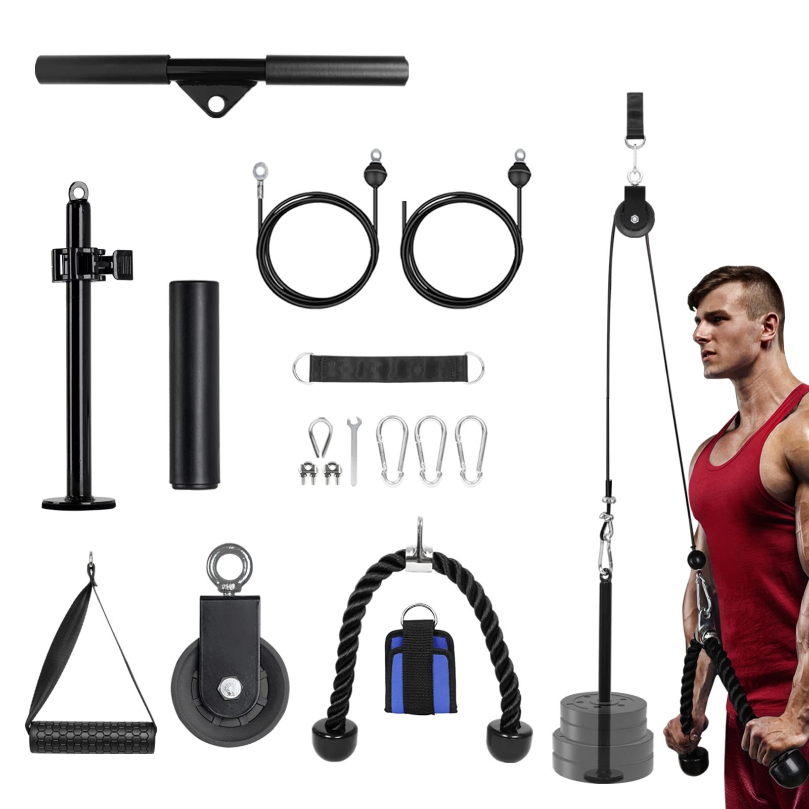 Dual Cable Pulley System for Home Gym - LAT Pull Down Machine, Triceps & Back Wo
