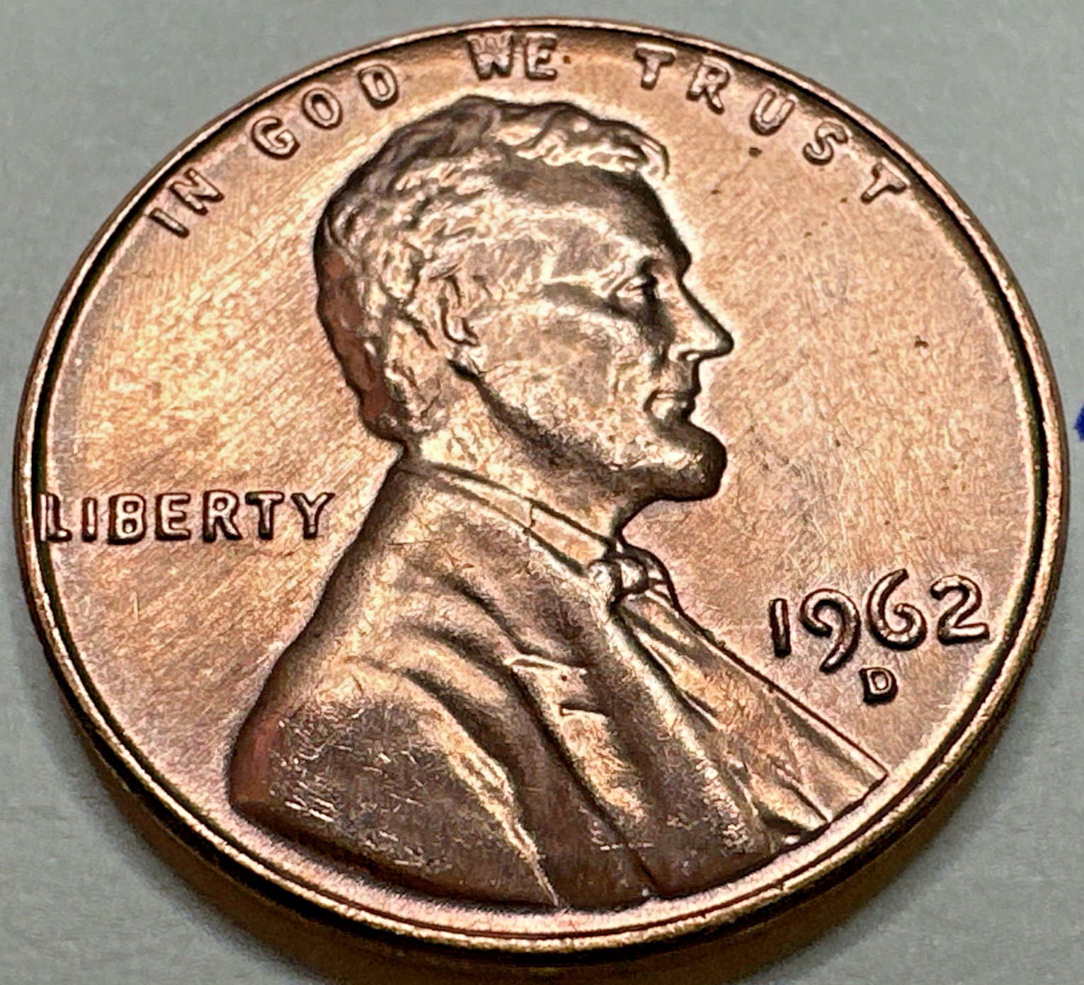 1962 D Lincoln Memorial Penny 1 Cent Copper Coin United States US 9914N