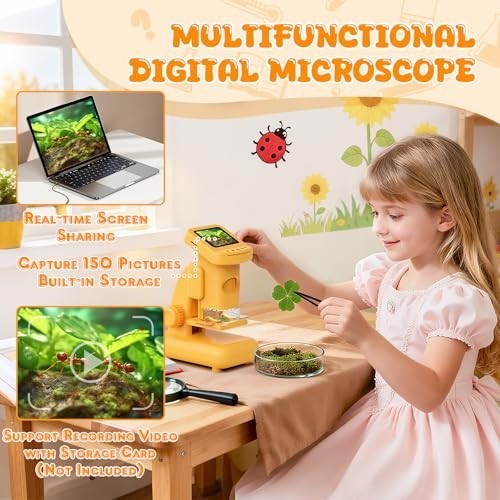 1200X Microscope for Kids, 2 in 1 Handheld & Desktop Digital Microscope with...