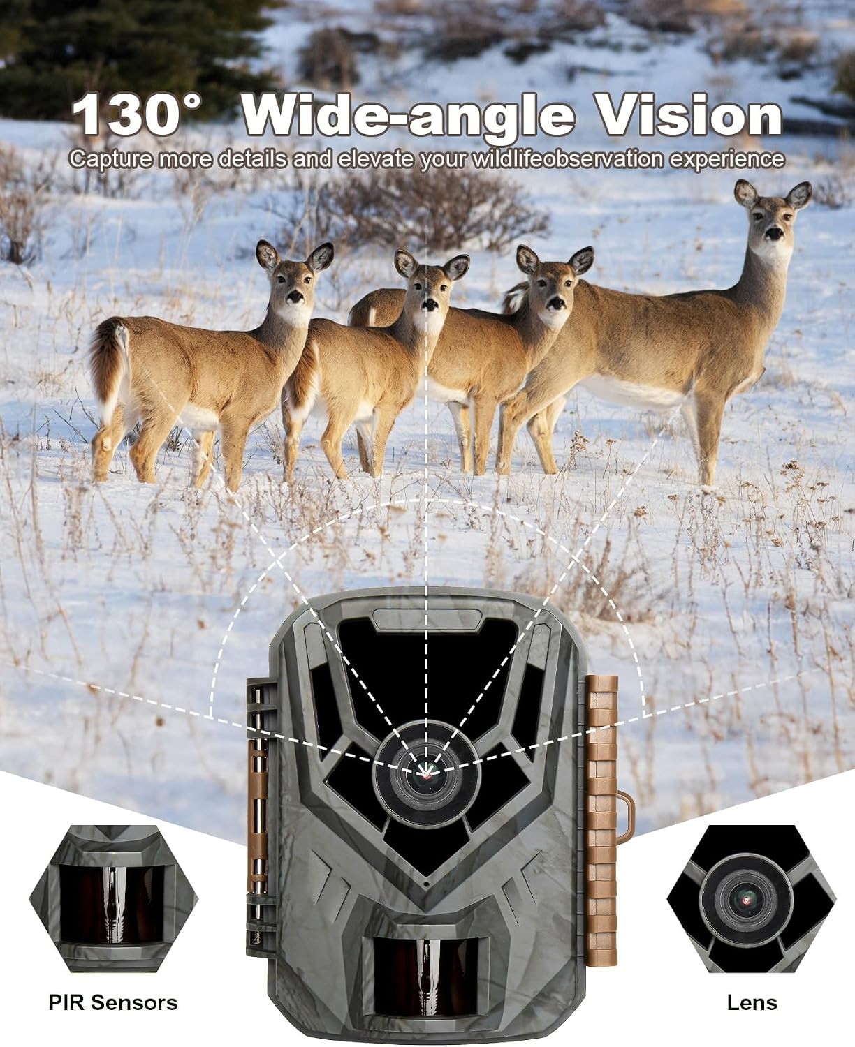 Mini Trail Camera 36MP 2.7K with Night Vision & 0.1s Trigger Time, 130° Angle