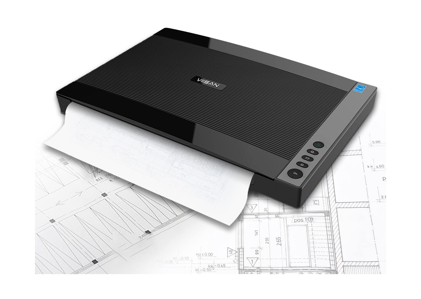 VIISAN 3120 A3 Large Format Flatbed Scanner, 1200 DPI, Scan 12" x 17" in 8 se...