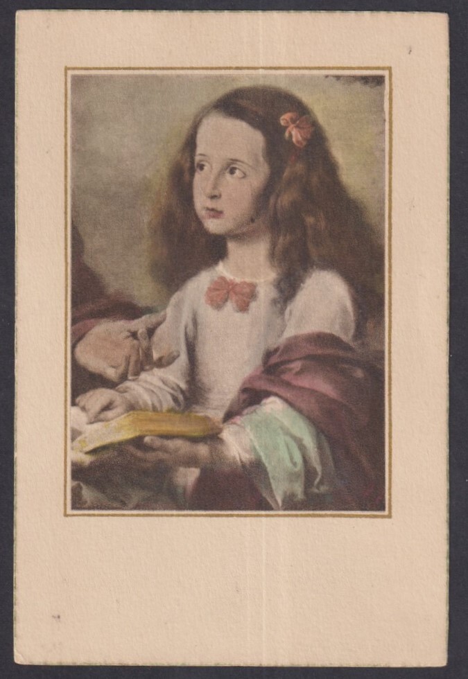 Holy card antique de la Virgin Niña santino image pieuses estampa