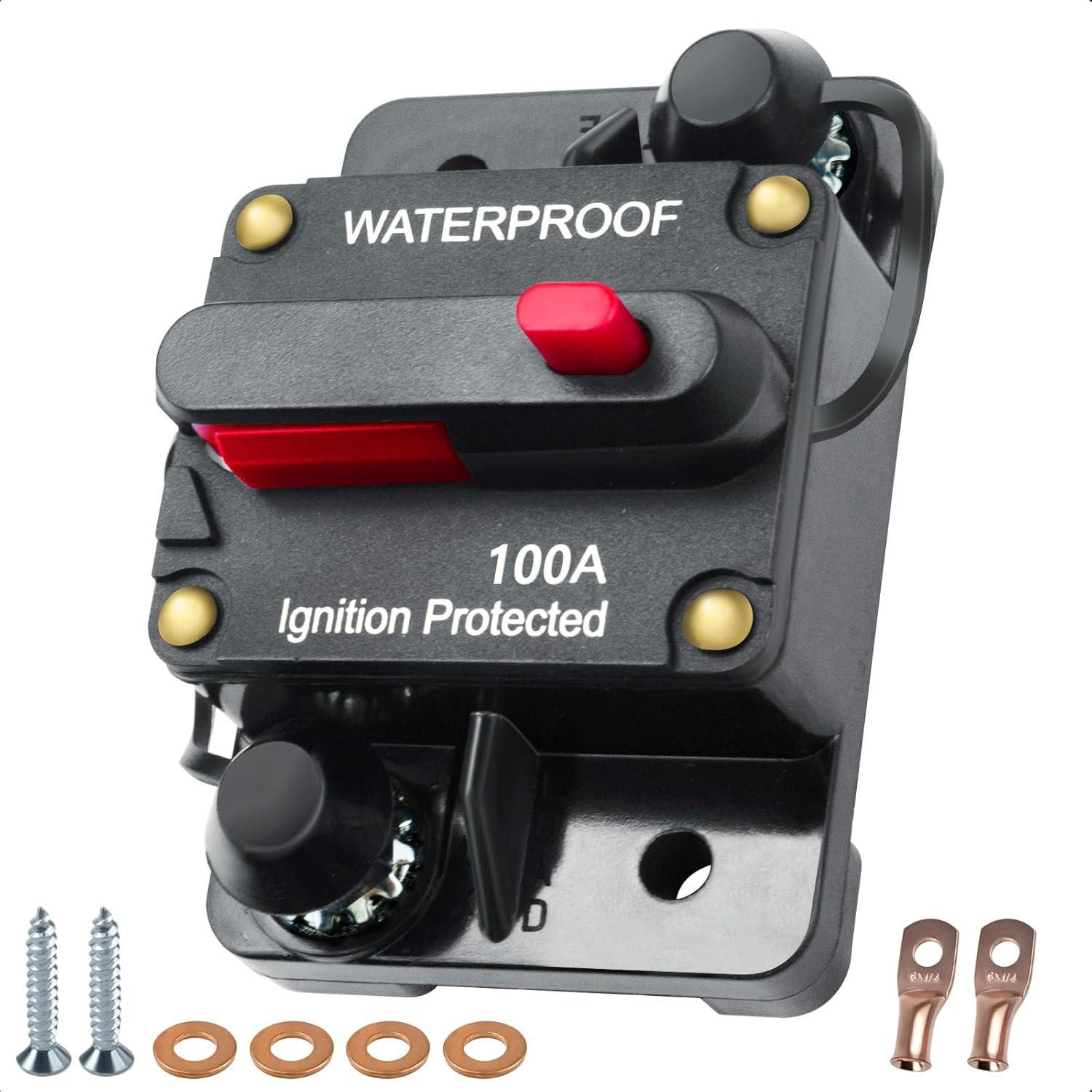 100 Amp Circuit Breaker, Manual Reset Inline Fuse Waterproof Circuit Breaker for