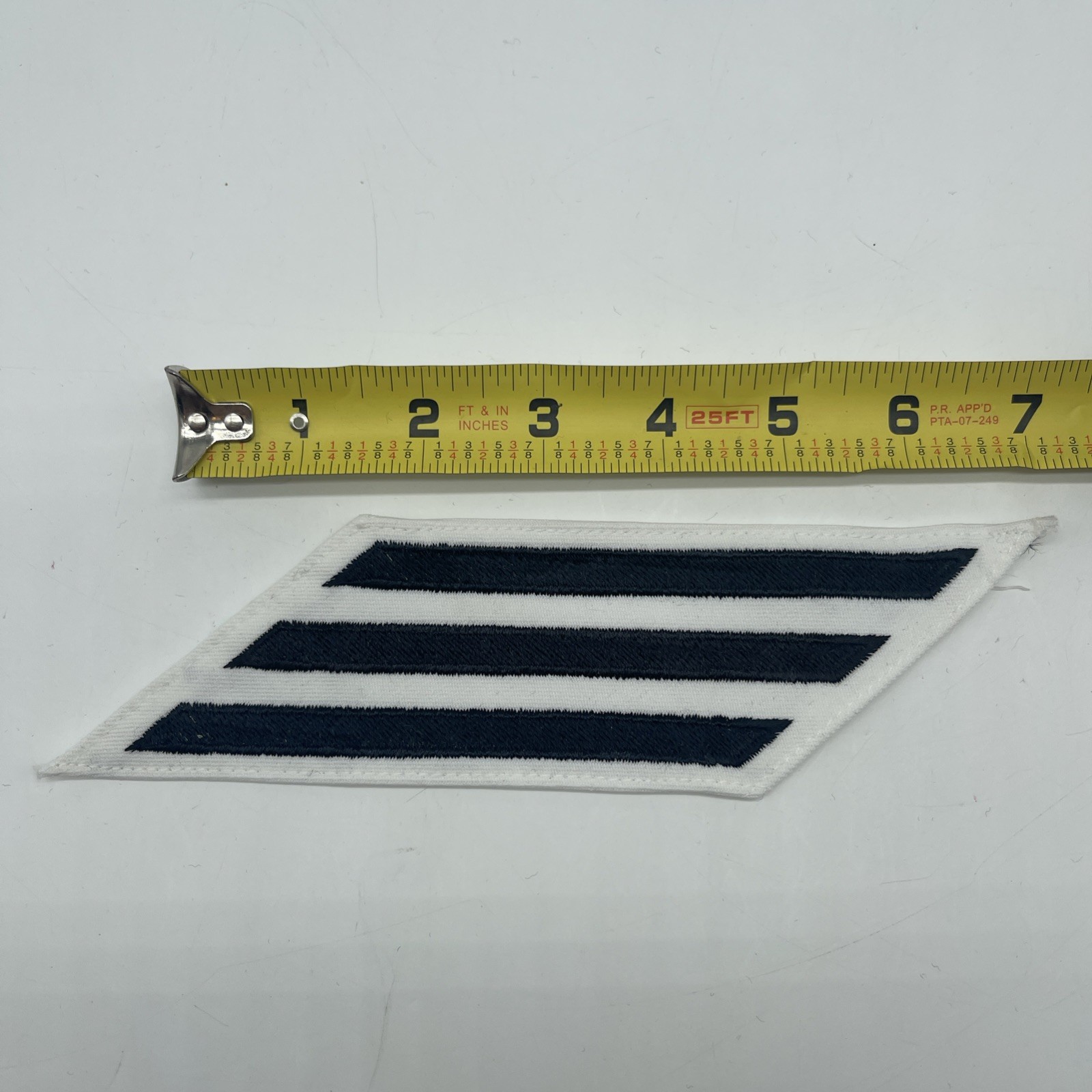U.S. Military Navy 12 Years Of Service Hash Mark Stripe White Black Embroidered