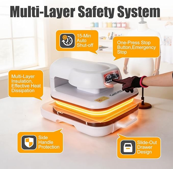 Auto Heat Press Machine 15x15" Smart Digital Temp/Timer 4 Memory Modes for HTV