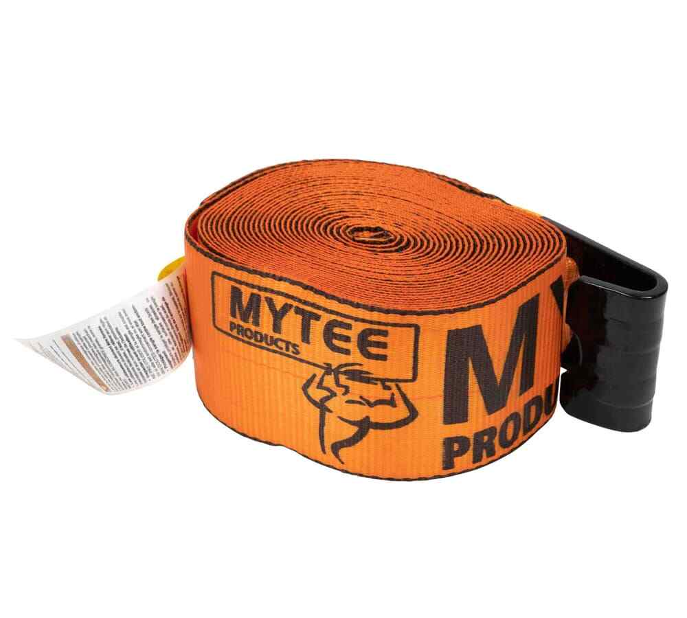 (4 Pack) 4" x 30' Winch Strap with Flat Hook - High Abrasion Orange