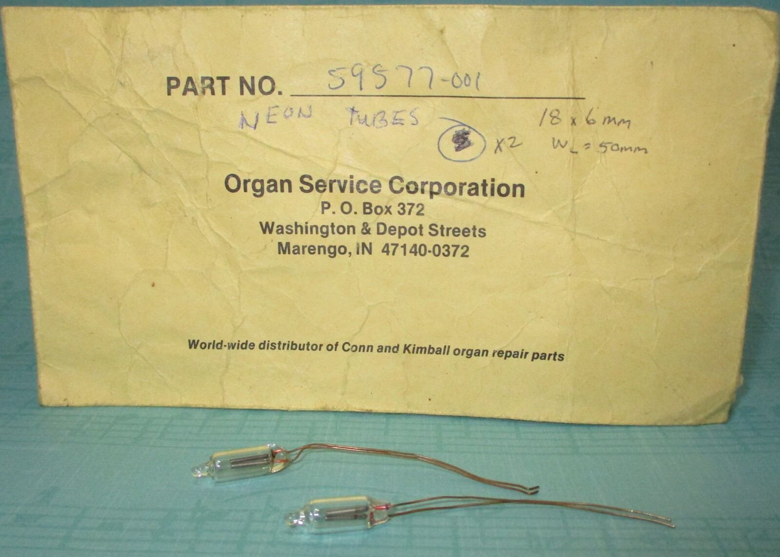 OSC Kimball Lowrey Conn Keyboard Piano Organ Synthesizer 6x18mm Neon Tube Bulbs