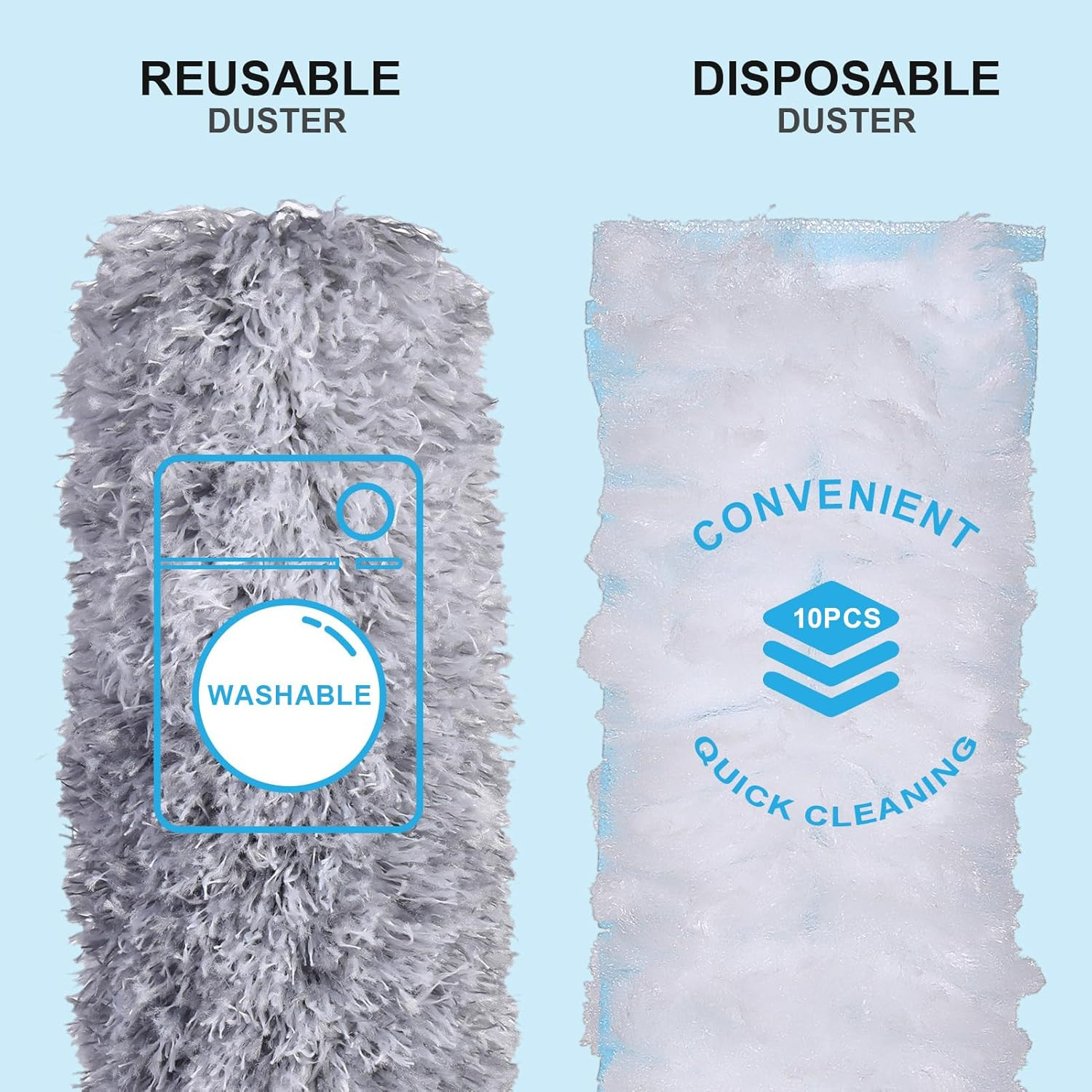 Extendable Feather Duster Kit with Reusable and Disposable Refills