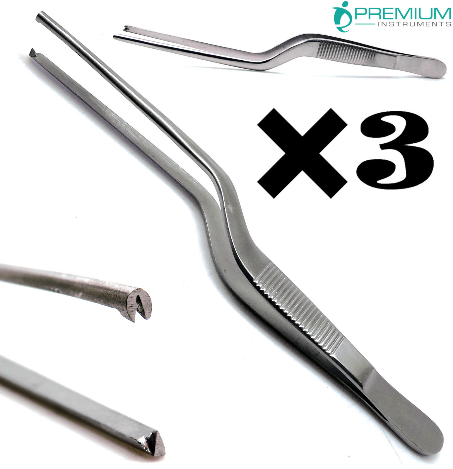 Adson Bayonet Kocher Forceps 5.5" Tweezers 1x2 ENT Premium Instruments Set of 3