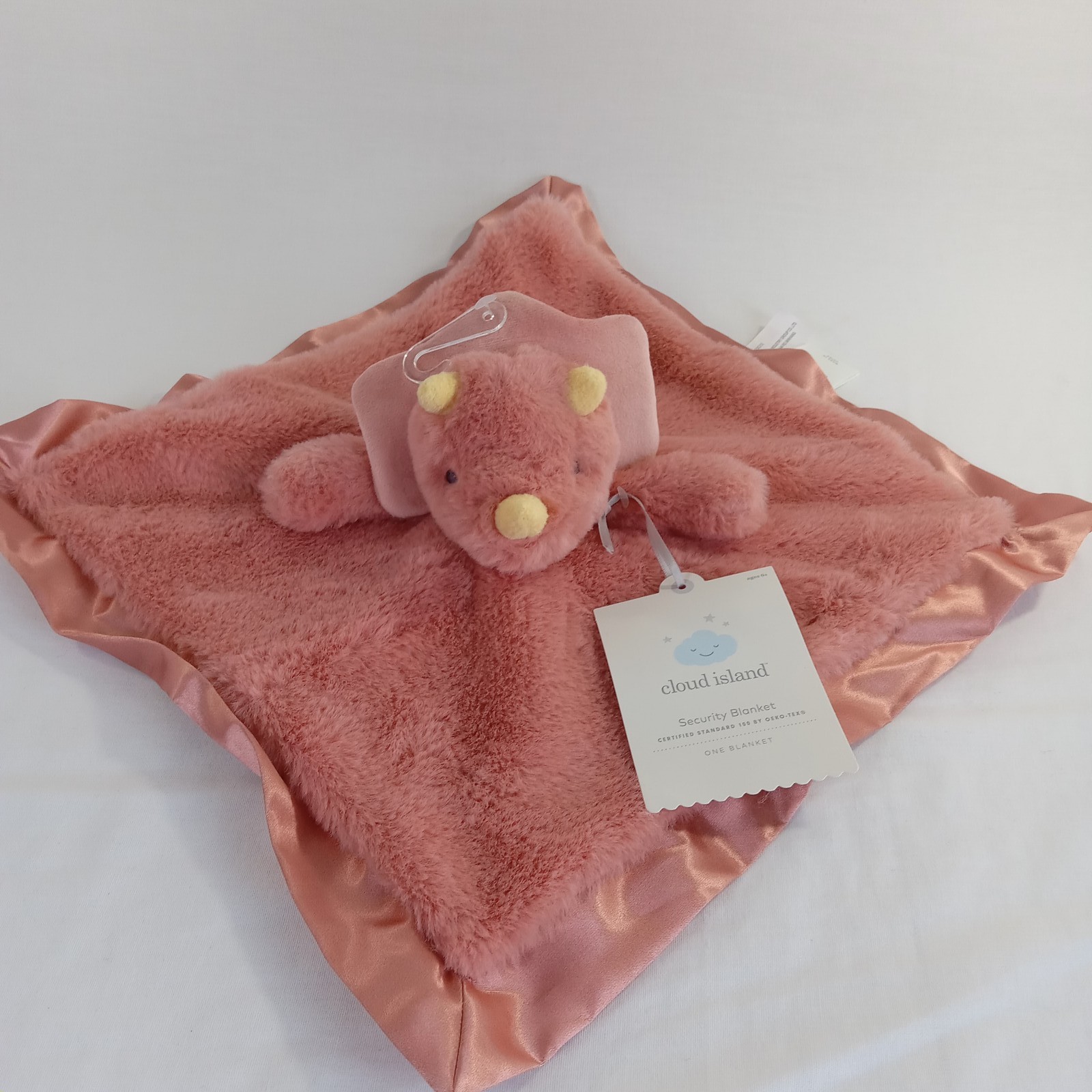 Cloud Island Pink Mauve Triceratops Dinosaur Dino Fuzzy Plush Security Blanket