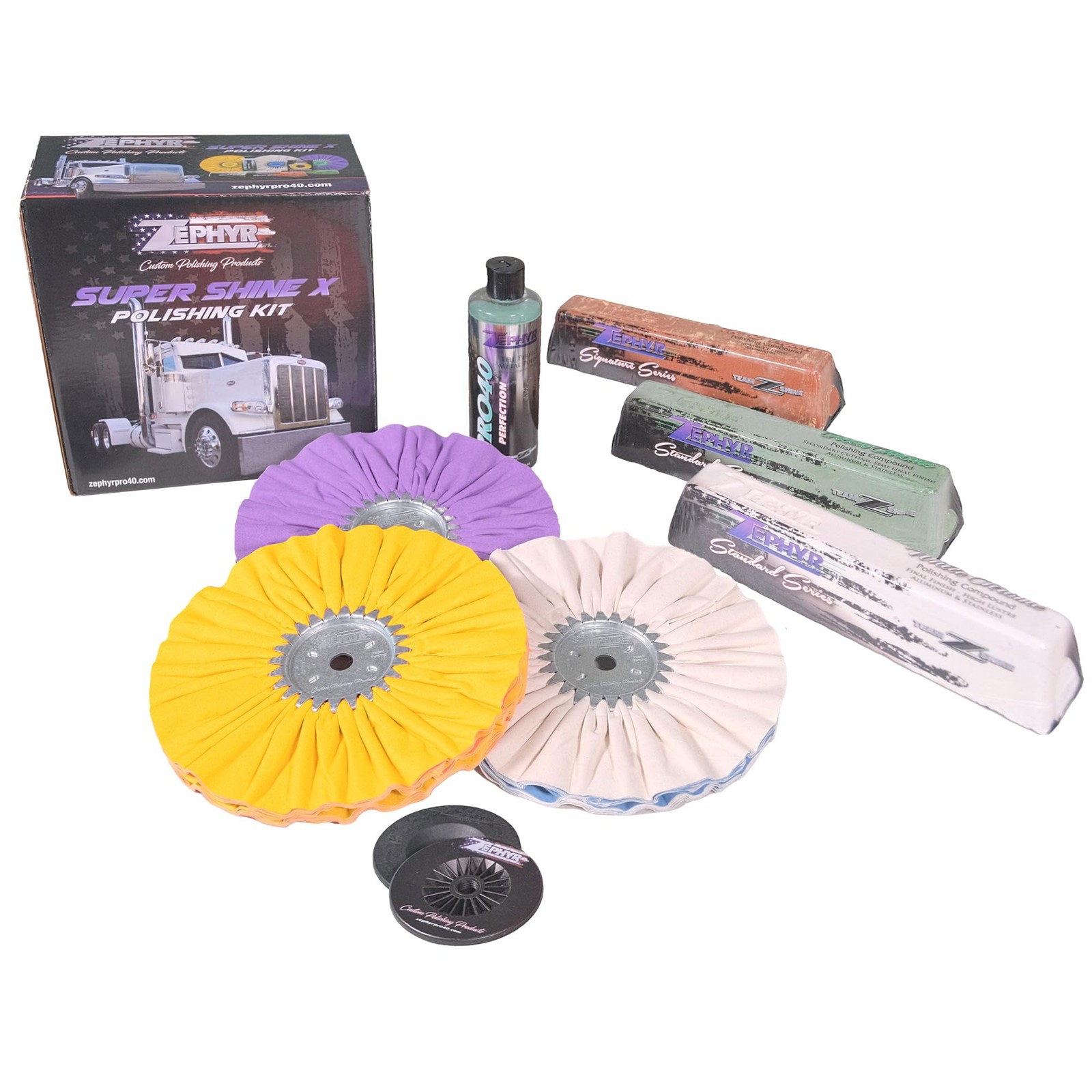 Super Shine X Big Rig Kit Zephyr Aluminum Polishing Metal Rigs Fuel Tanks Wheels
