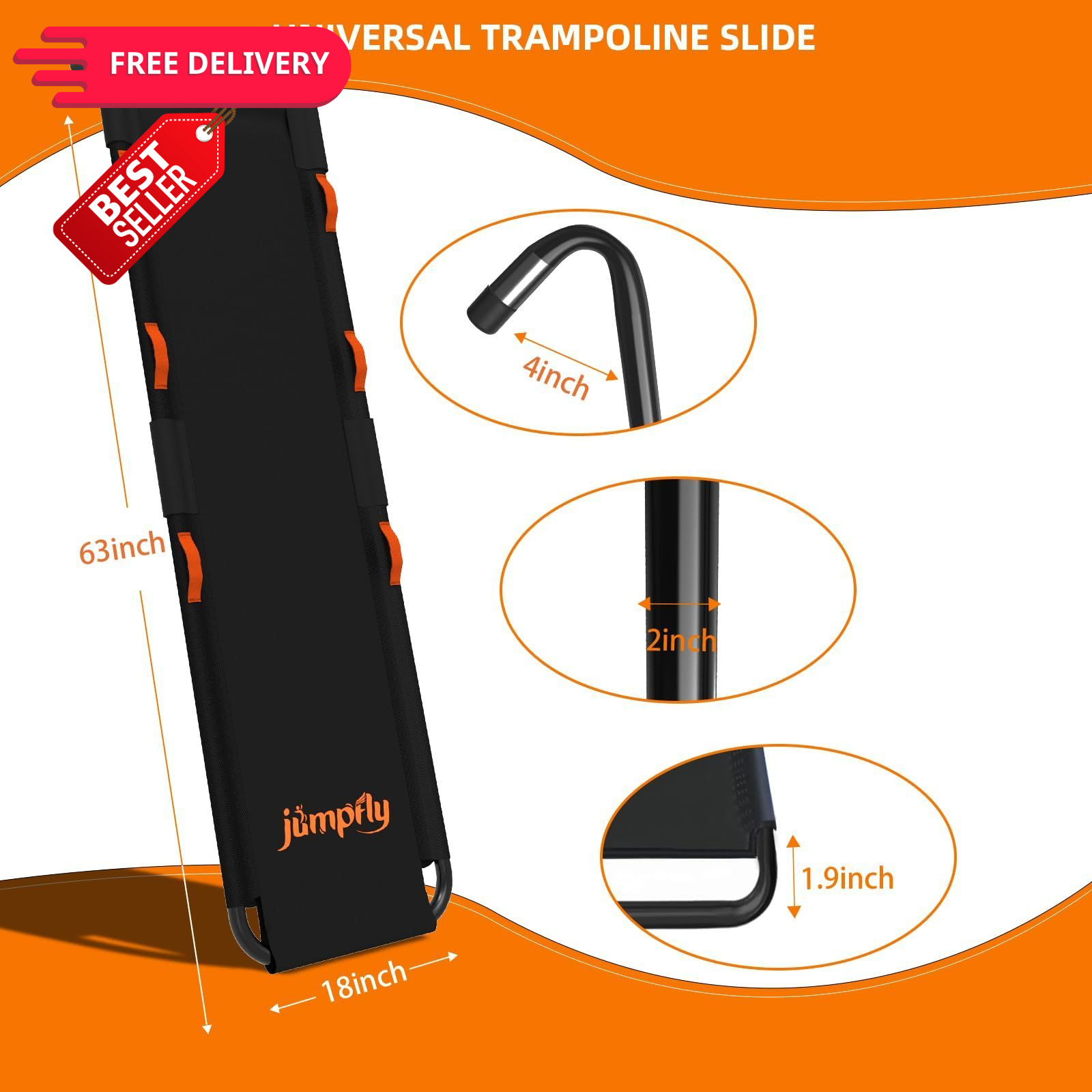 jumpfly Trampoline Slide Ladder Universal One Size, Black