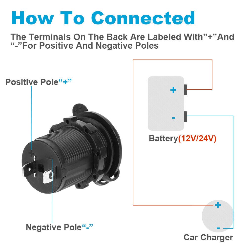12V Waterproof Car Motorcycle Boat Cigarette Lighter Socket Power Plug Outlet US