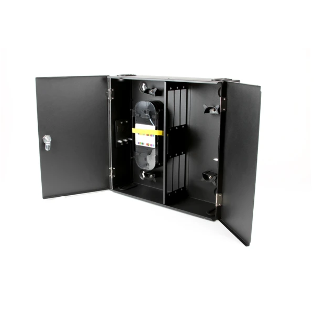 72LC OM3/OM4 Fiber 6 Panel Wall Enclosure Locking Splice Tray Spools