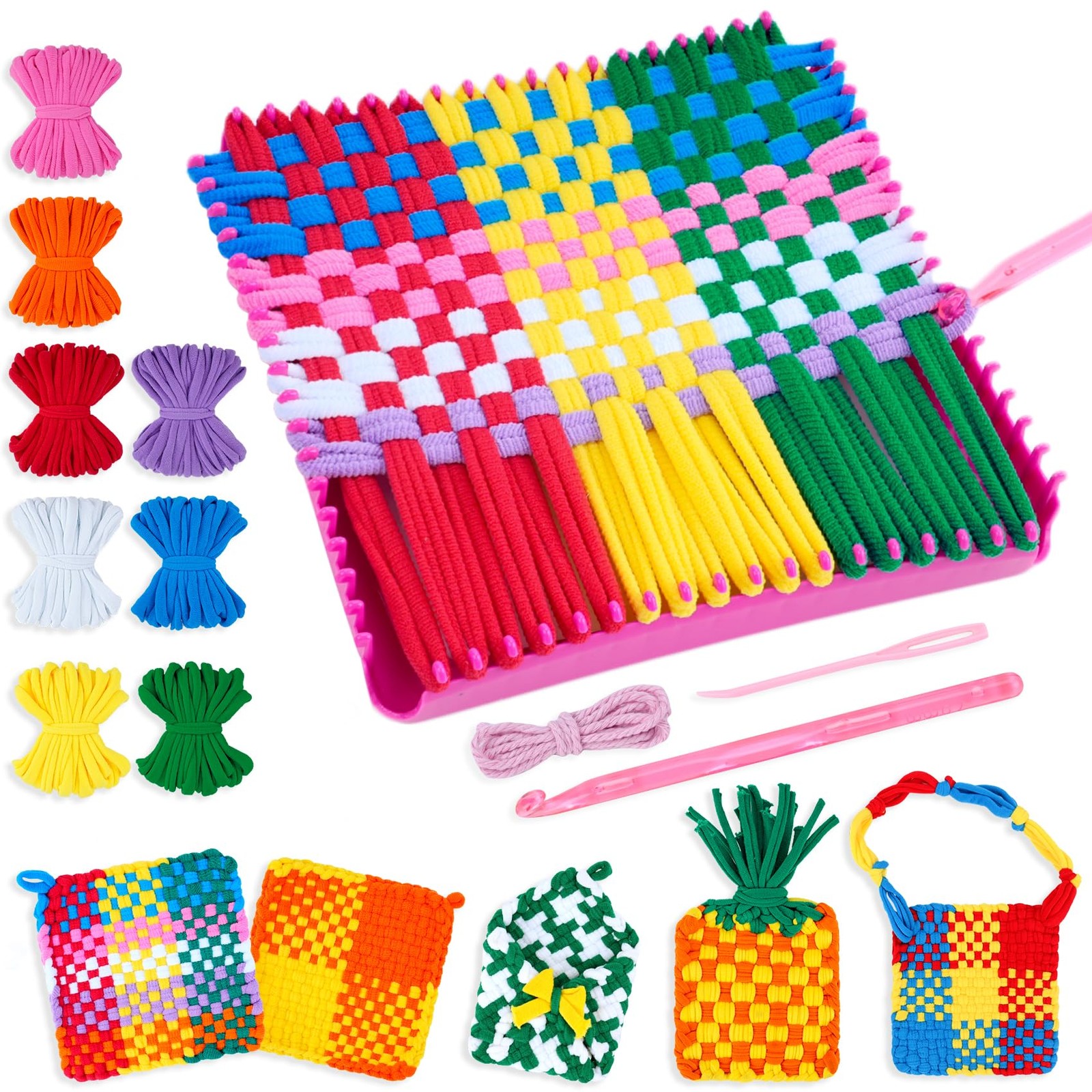 Weaving Loom Kit Toys for Kids and Adults, Potholder Loops Crafts for Girls A...