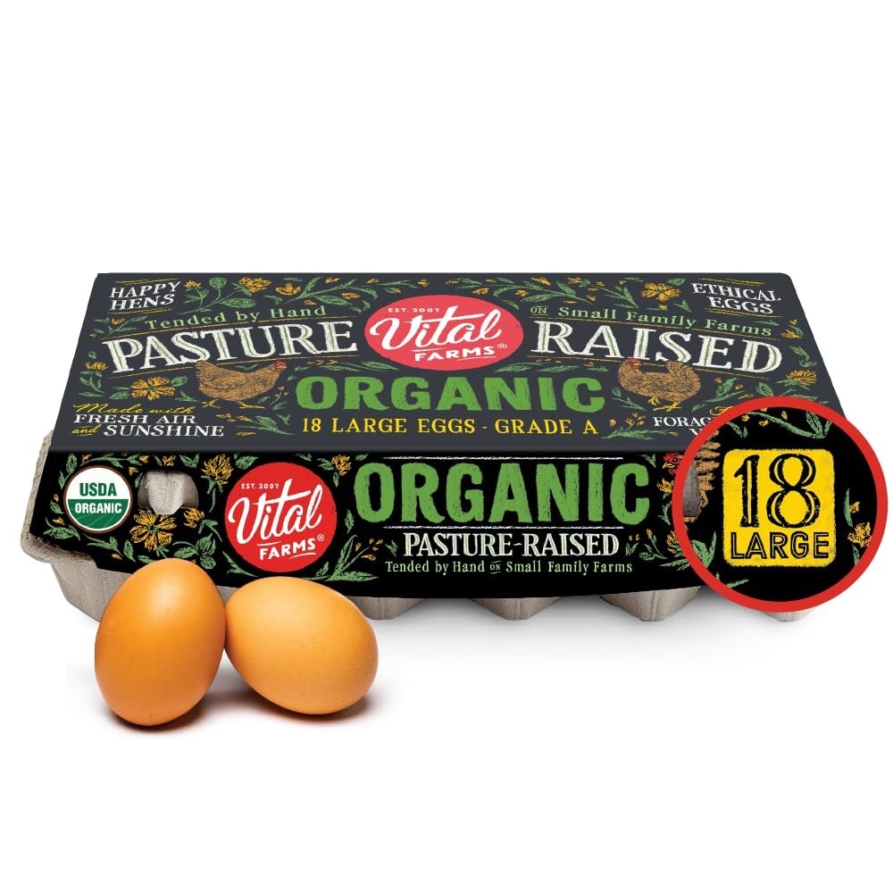 Organic Pasture-Raised Large Eggs 18ct - Fresh, Free-Range, High-Quality Protein