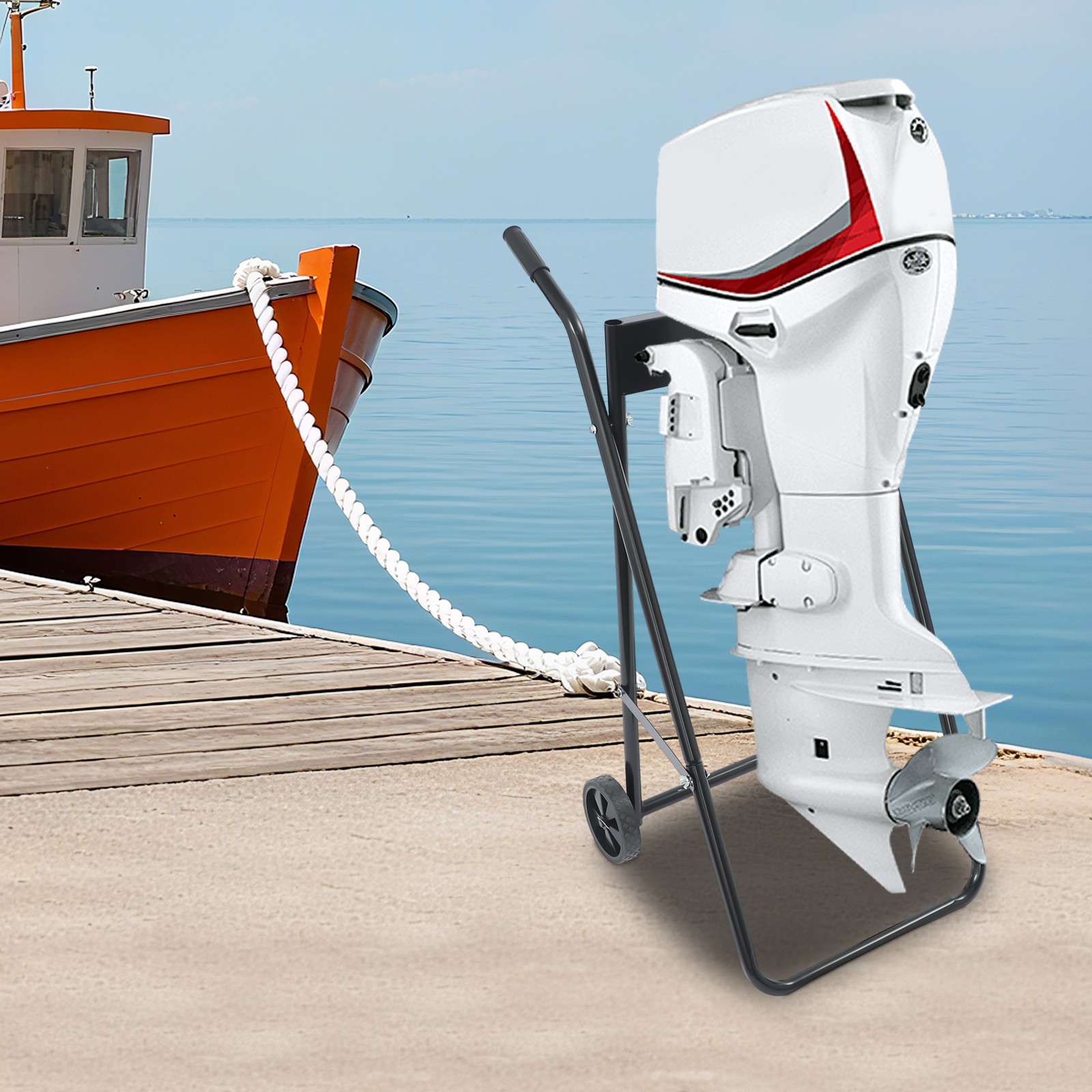 Heavy Duty Outboard Boat Motor Stand Carrier Cart Dolly Trolley Transport Stand