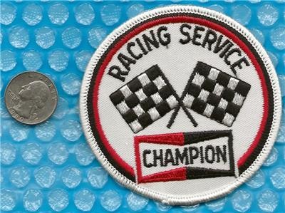 ~Vintage CHAMPION (SPARK PLUGS) Racing Service uniform PATCH 3 1/2” NEW Last 1~