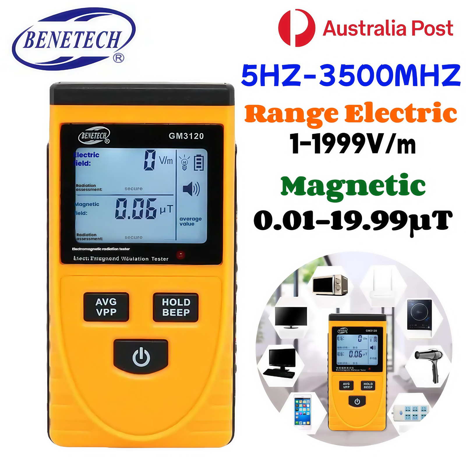 BENETECH GM3120 Electromagnetic Radiation Detector Meter Dosimeter Monitor Gauge