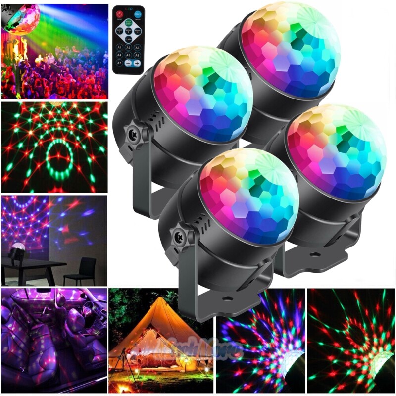Party Disco Lights Strobe LED Rotating DJ Ball Sound Activated Indoor Dance Lamp