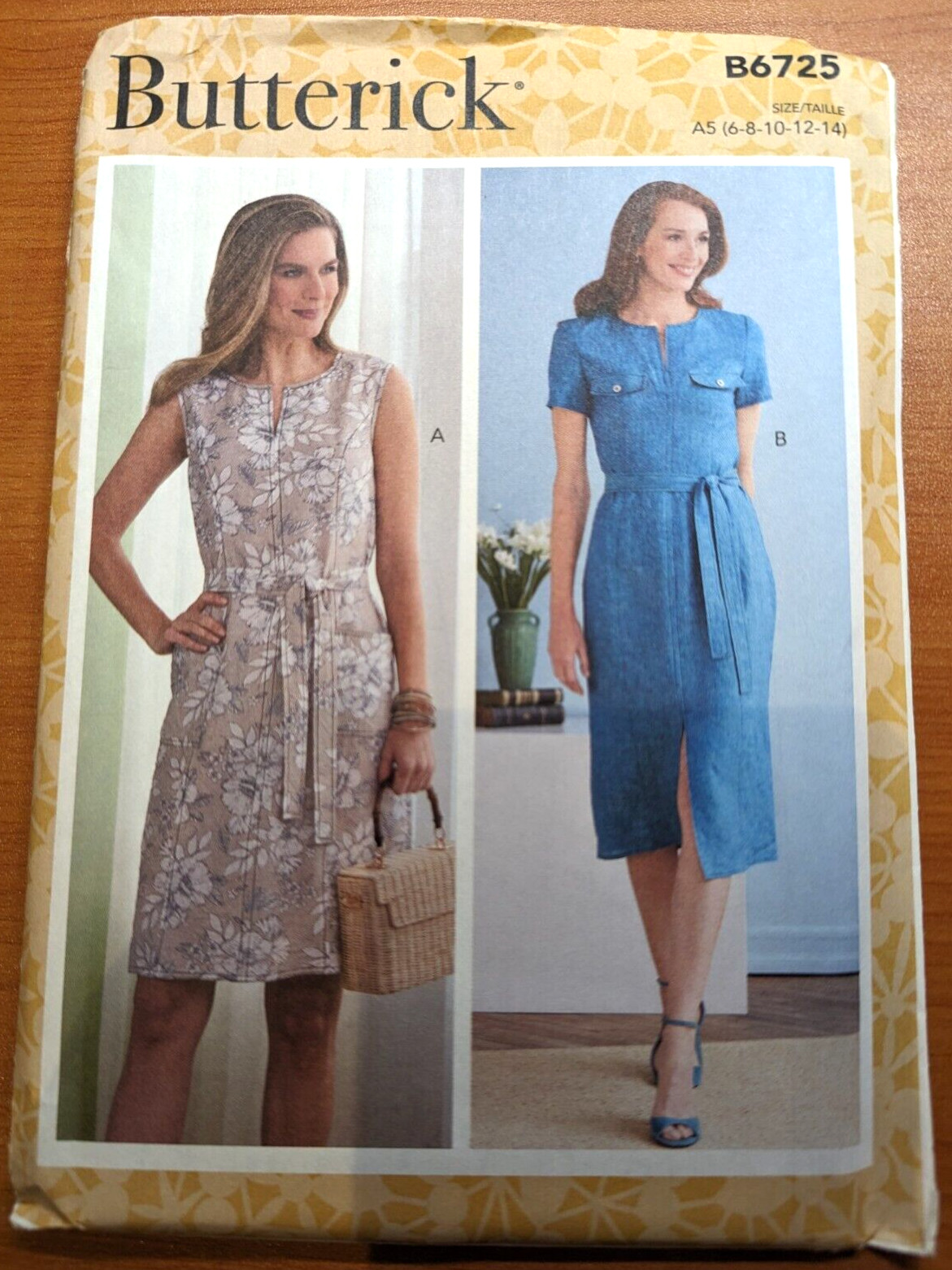 Butterick B6725 Size A5 6-14 Easy Misses Dress w Sash Casual Stylish Uncut